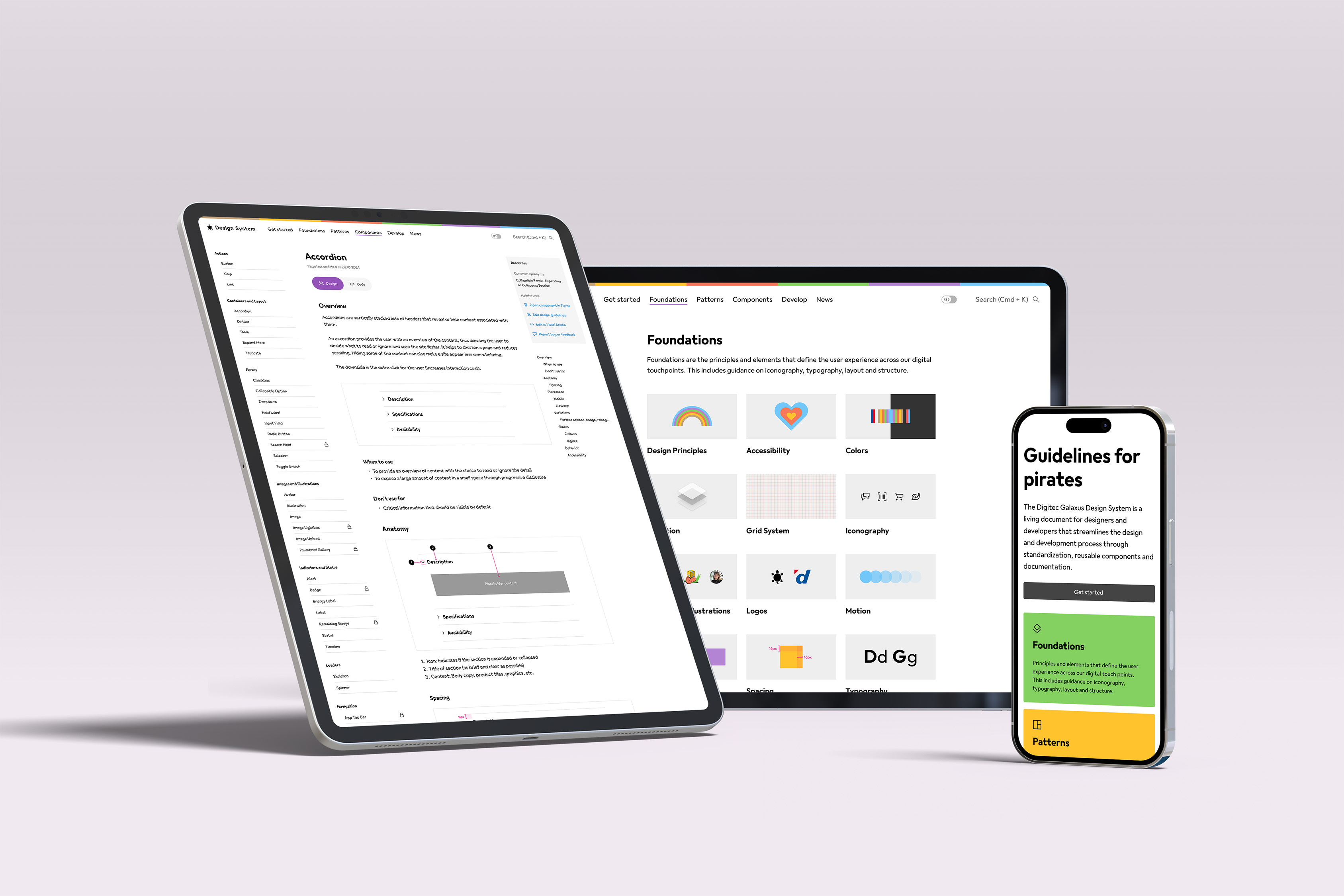 Device mockups of Digitec Galaxus Design System.