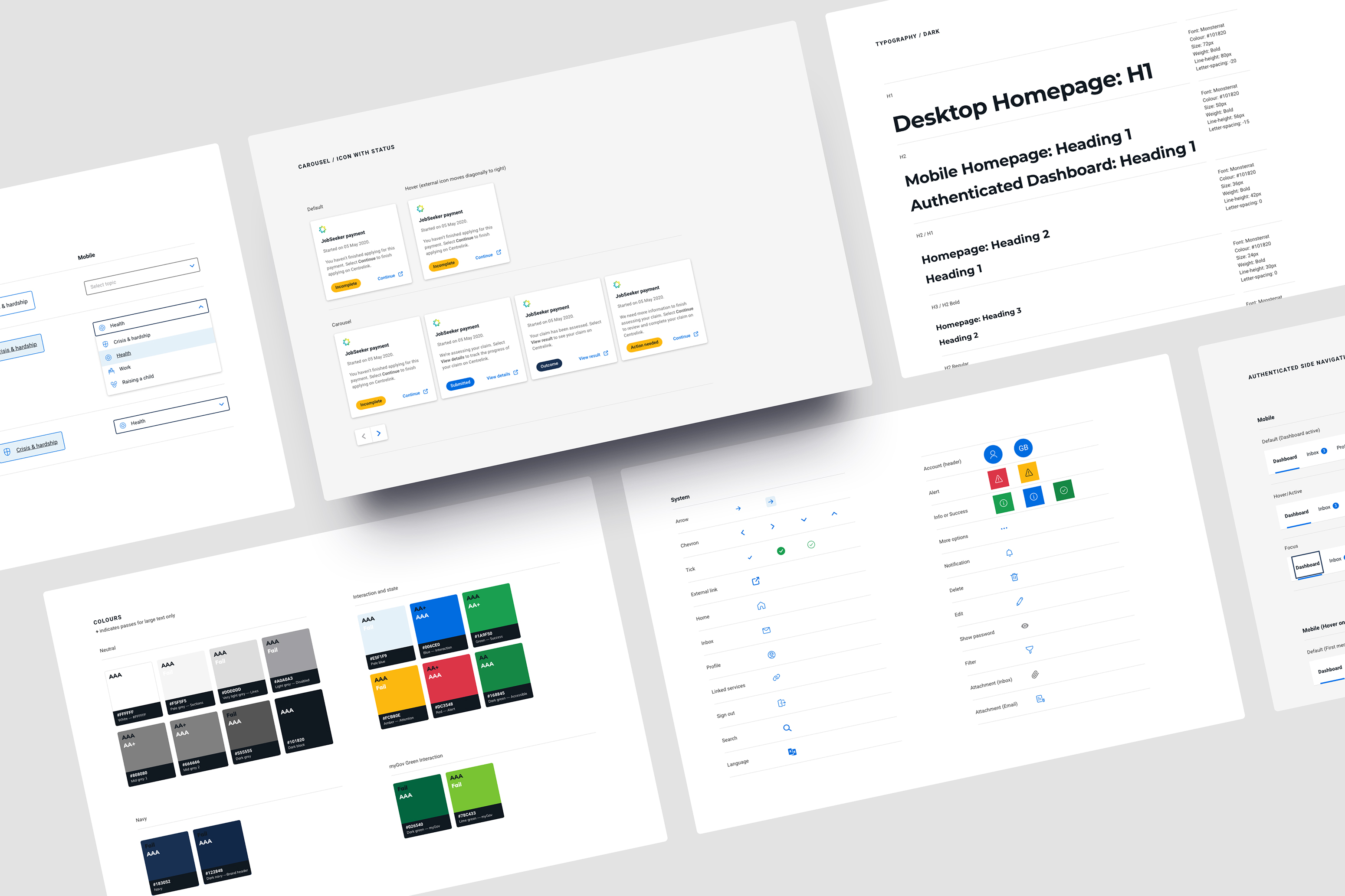 Collage of design system guidelines.